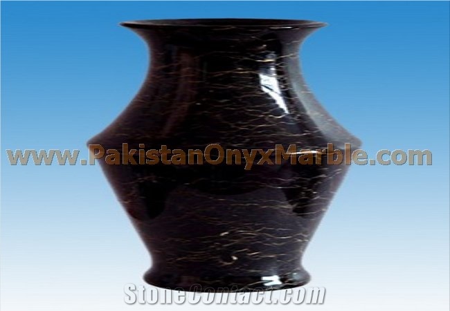 Black Gold Marble Flower Vase, Gold Black Marble Home Decor