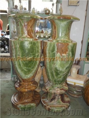 Dark Green Onyx Vases From Pakistan Stonecontact Com