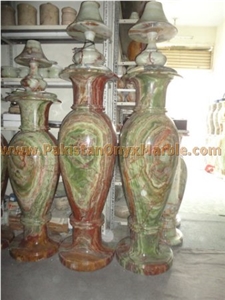 Dark Green Onyx Vases