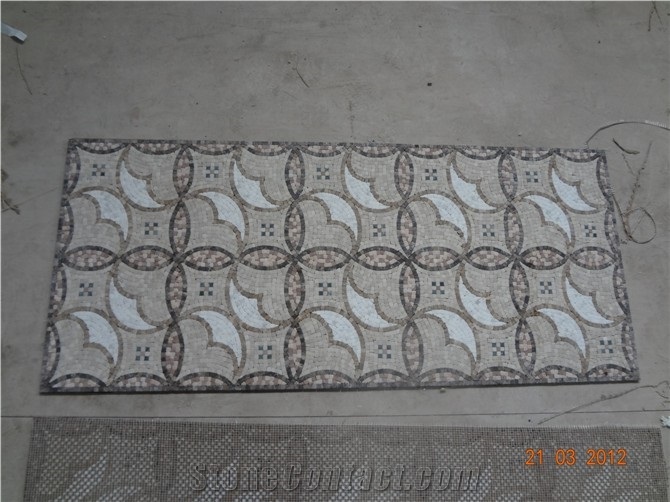 Beige Marble Mosaic Medallions Square for Lobby Floor Covering