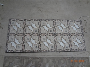 Beige Marble Mosaic Medallions Square for Lobby Floor Covering