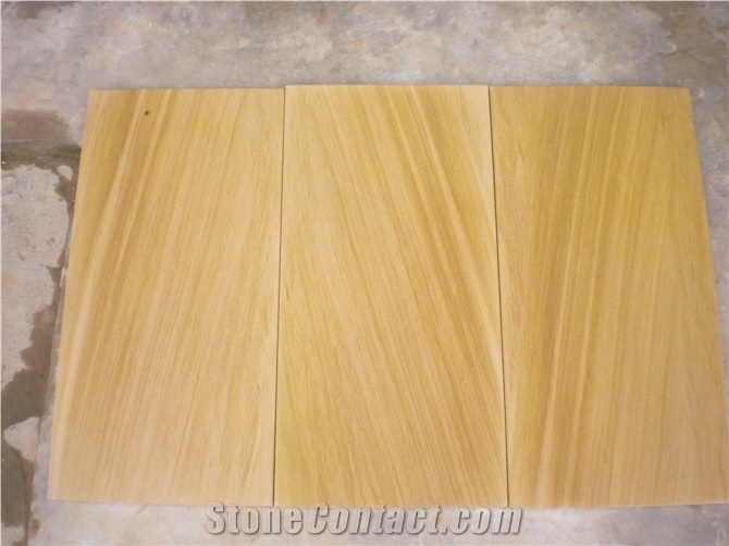 Good Price-China Light Yellow Wooden Vein Sandstone Tiles for Wall Cladding