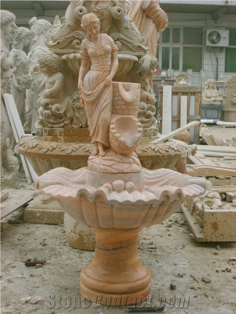 Stone Carving Fountain, Yellow Marble Fountain