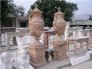 Stone Carving Landscaping Product, Pink Marble Landscaping