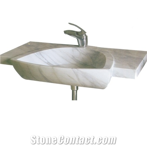 Bianco White Marble Sink, Bianco Carrara White Marble Sink
