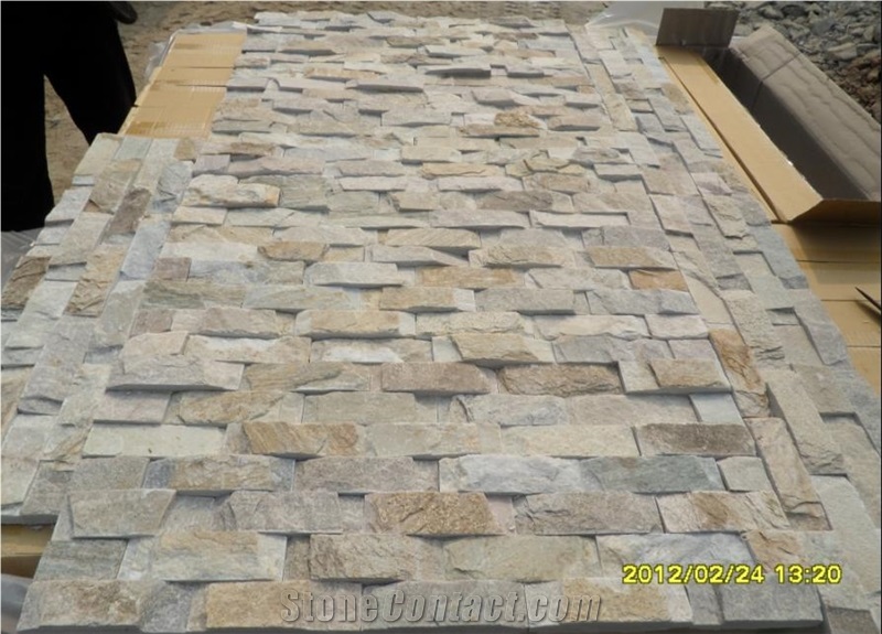 Beige Quartzite Ledge Stone ,Wall Cladding