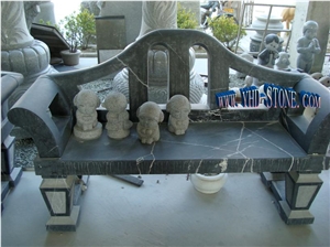 Outdoor Table and Bench, Grey Granite Bench