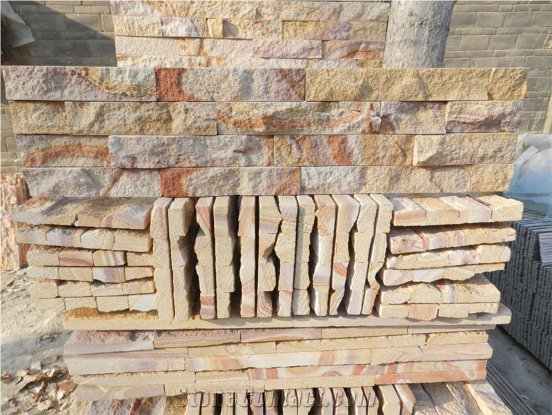 Nature Garden Wall Stack Stone Wall Cladding Tiles, Beige Slate Wall Cladding