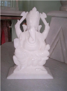 Makrana White Marble Status, Ganesha Status