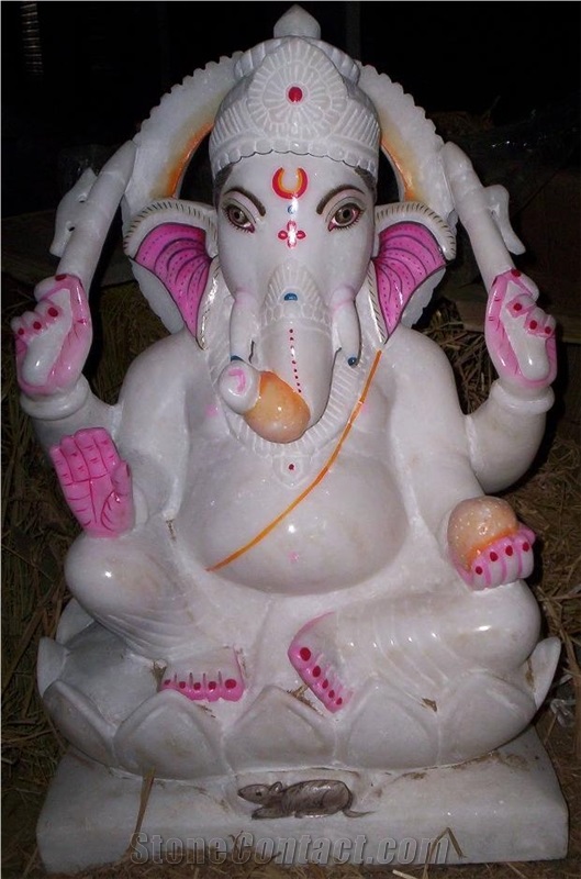 Makrana White Marble Status, Ganesha Status