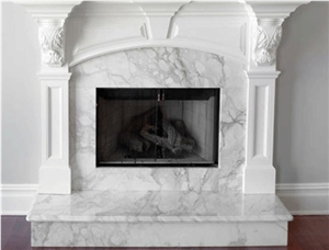 Arabescato Marble Fireplace, White Marble