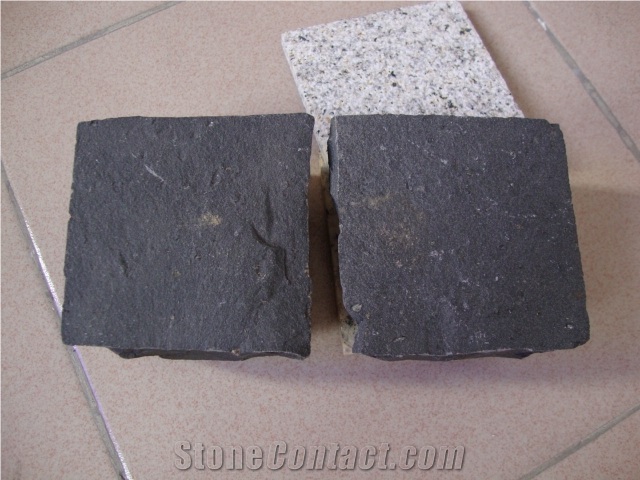 G654 Granite Cube Stone, Cobble Stone, Padang Dark Black Granite Cobble Stone