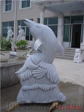 Carved Marble Dolphin MD029
