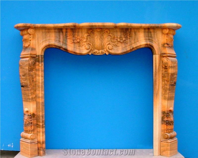 France Style Yellow Marble Fireplace MBF009-1