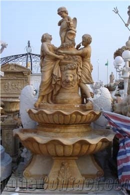 Yellow Marble Carved Fountain MP113