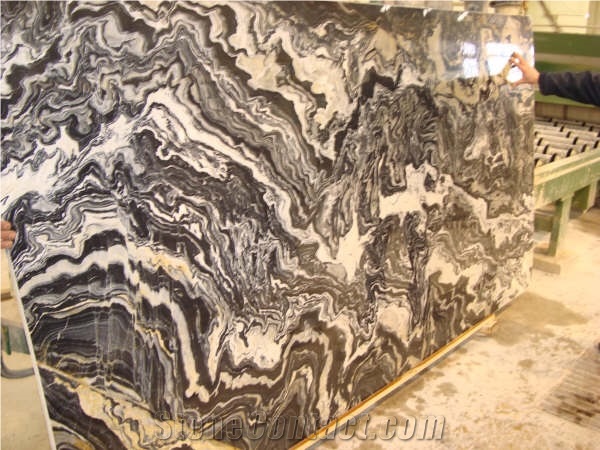 Nero Picasso Marble Slab, Turkey Black Marble