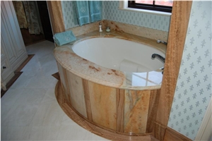 Yellow Granite Bath Tub Deck, Surround