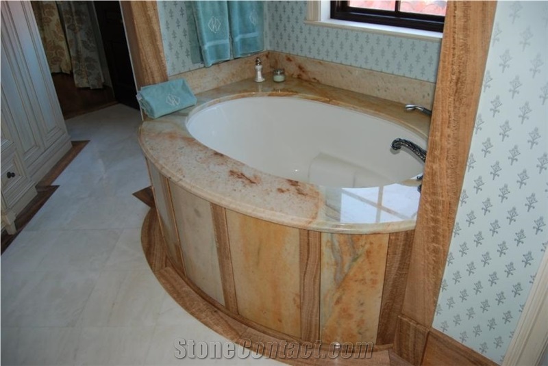 Yellow Granite Bath Tub Deck, Surround from United States
