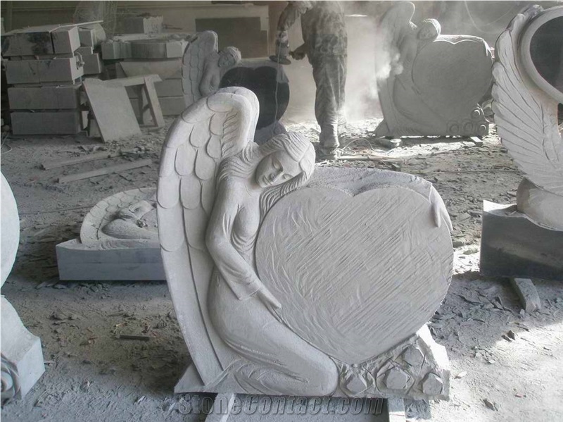 White Granite Heart Headstone,Monument