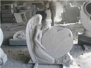 White Granite Heart Headstone,Monument