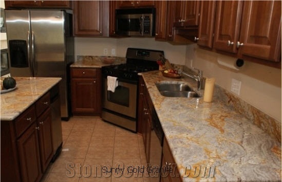 Sunny Gold Granite Kitchen Countertop, Yellow Granite