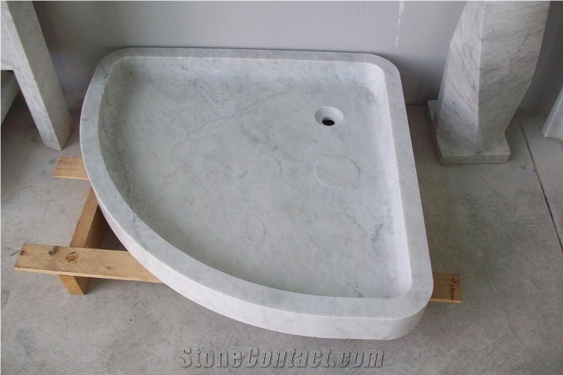 Bianco Sivec Marble Shower Tray, White Marble