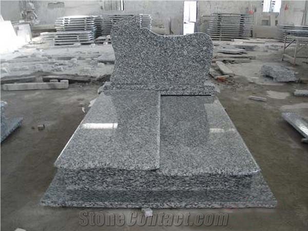 China Granite Tombstones, Spary White Grey Granite Tombstones