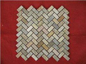 China Slate Mosaic Tile, Yellow Slate Mosaic