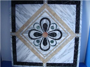 Bianco Carrara White Marble Mosaic Medallion