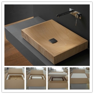Sinks,Wash Basins, China Wooden Beige Sandstone Wash Basins