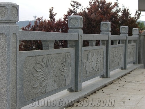 Exterior Stone Balustrade Outdoor Railing Handrail, Grey Granite Balustrade