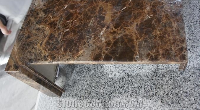 Honeycomb Panel Special Shaped Processing Stone, Dark Emperador Brown Marble Furniture