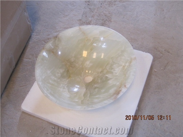 China Chitrust Onyx Bowl / Wash Bowl & Bathroom B, Light Onyx Green Marble Wash Bowl