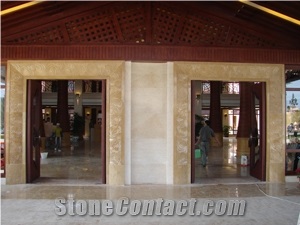 Mushroom Cream Flooring Tile Used in YunNan Hotel, Mushroom Cream Marble Tiles