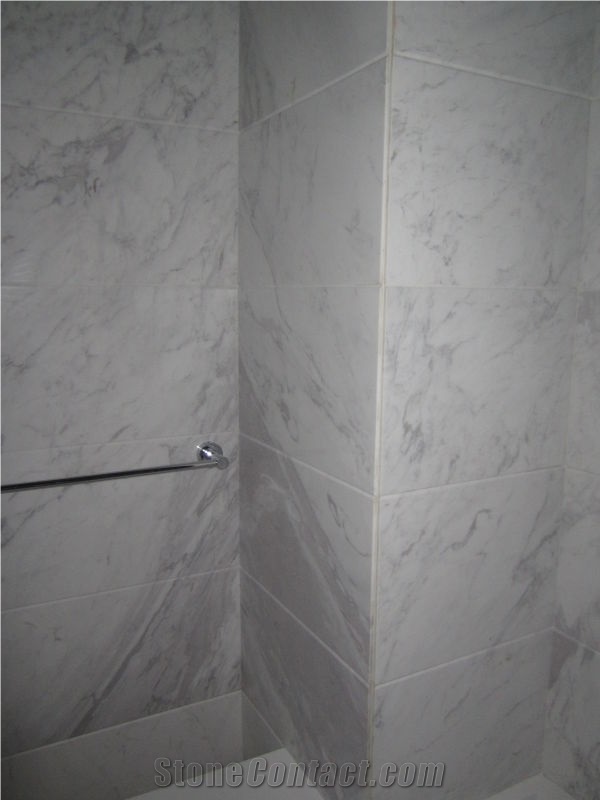 Volakas Tile Used in Xian Five Continents Wanguo H, Volakas White Marble Bath Design