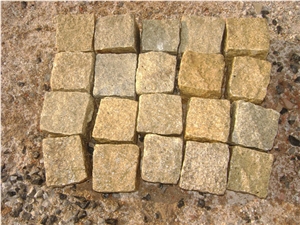 Yellow Granite Cobble Stone, Indian Yellow Granite Cube Stones