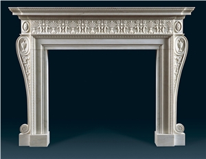 Hand Carved Fireplace, Beige Limestone Fireplace