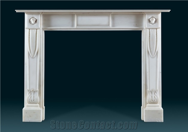 Hand Carved Fireplace, White Marble Fireplace