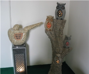 Carving Garden Animal Lamp, Grey Granite Lamps