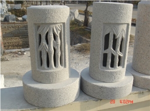 China Grey Granite Carved Lamps, Padang Grey Granite Lamps