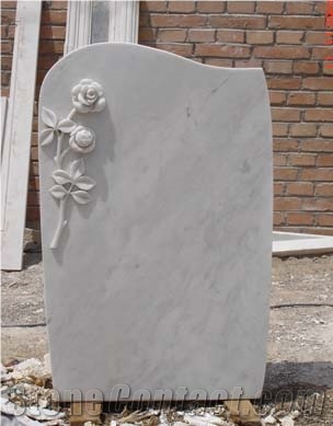 Carving Flowers HeadStone, Gravestone