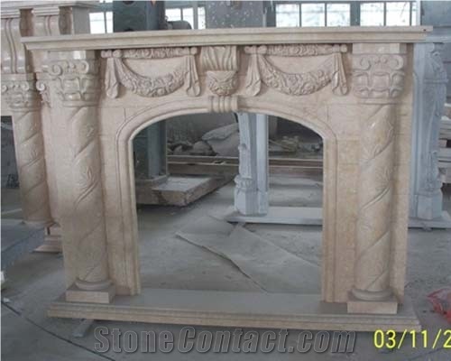 Flower Carved Fireplace,statue Carved Firepalce,do