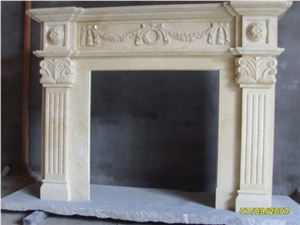 Stone Fireplace, Beige Marble Fireplace