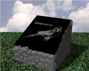 Bird Pet Slant Grave, Absolute Black Granite Slant Grave