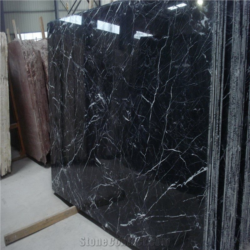 Nero Marquina Marble Slab, China Black Marble
