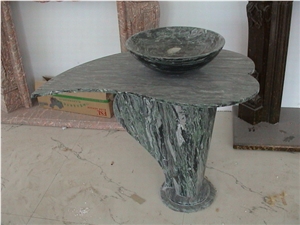 Sea Wave Green Granite Pedestal Basin