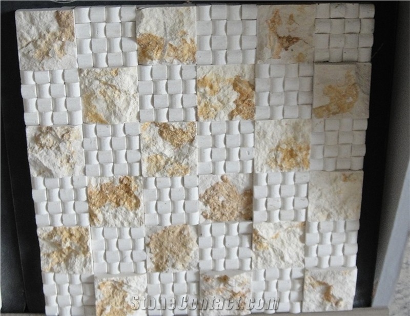 Exterior Marble Split Face Mosaic, White Marble Split Face Mosaic