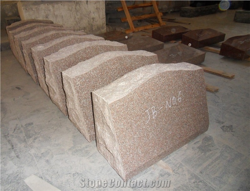 G663 Granite Headstone, Sesame Red Granite Headstone
