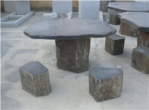 Garden Table Stone, China Black Basalt Garden Table