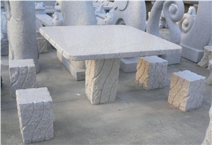 Granite Bench and Table, G655 White Granite Bench